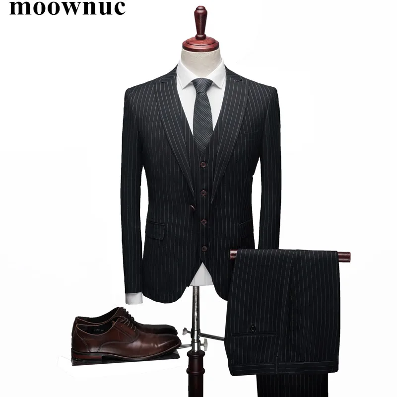 (Jacket+Vest+Pants) New Suits Men 2019 Classic Formal Business Suits Slim Fit Men's Working Suits Black Striped Suits Men S-3XL
(Jacket+Vest+Pants) New Suits Men 2019 Classic Formal Business Suits Slim Fit Men's Working Suits Black Striped Suits Men S-3XL