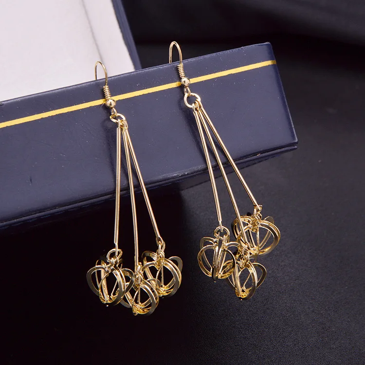 Summer Trendy Stereo Drops Heart shaped Long Big Earrings For Women Vintage Tassel Drop Earring Gold Party Jewelry clear | Украшения и