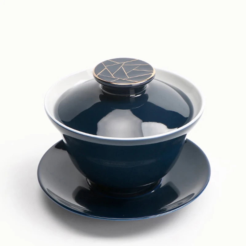 110ml Vintage Japanese Style Ji Blue Glaze Gold Line Gaiwan Kung Fu Tea Set Porcelain Tea Bowl with Lid Saucer Master Cup Teapot
110ml Vintage Japanese Style Ji Blue Glaze Gold Line Gaiwan Kung Fu Tea Set Porcelain Tea Bowl with Lid Saucer Master Cup Teapot