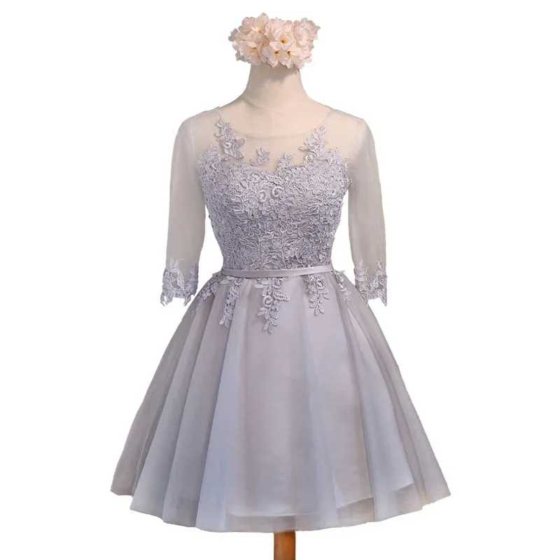 Hot Sale 2020 Half Sleeve Gray Bridesmaid Dresses Short Party Dress O Neck Tulle Appliques Knee Length Gowns Free Shipping
Hot Sale 2020 Half Sleeve Gray Bridesmaid Dresses Short Party Dress O Neck Tulle Appliques Knee Length Gowns Free Shipping
