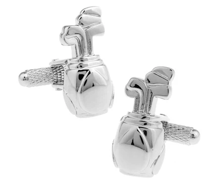 

New Design! Factory Price Retail Men's Cufflinks Brass Material Silvery white Color Golf Bag Design Cuff Links Free Shipping