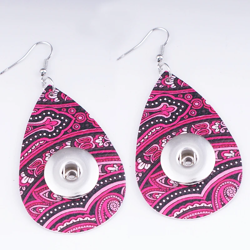 FH6222 classical Bohemia flower water drop PU Leather 18mm Snap Button Jewelry earrings European and American style
FH6222 classical Bohemia flower water drop PU Leather 18mm Snap Button Jewelry earrings European and American style