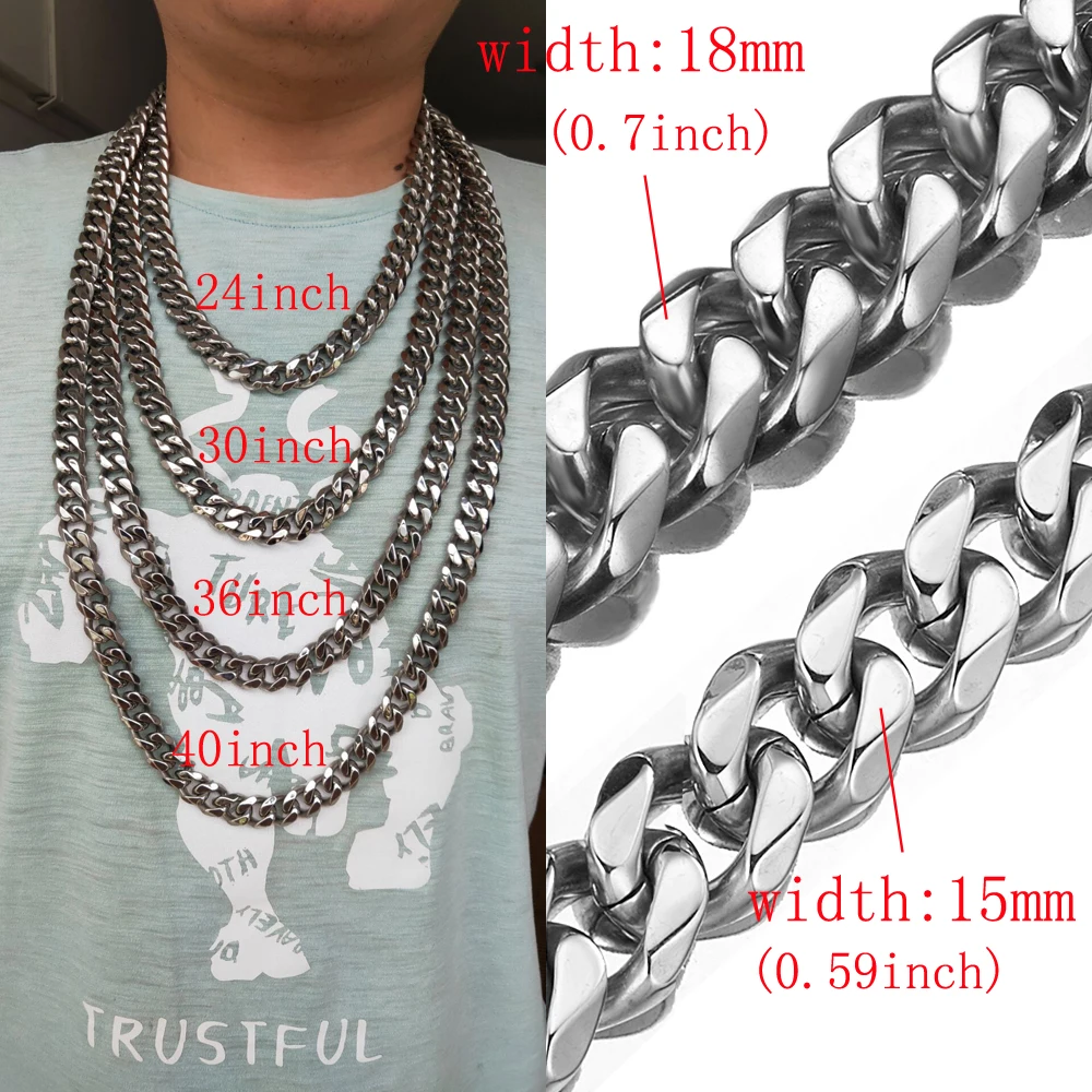 15mm 19mm Silver Color Men Big Tial Chunky Necklace Stainless Steel Curb Chain 61-101cm Length Fashion Adjustable Choker
15mm 19mm Silver Color Men Big Tial Chunky Necklace Stainless Steel Curb Chain 61-101cm Length Fashion Adjustable Choker