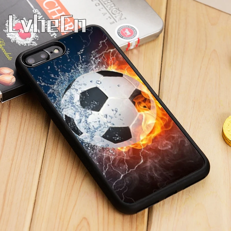 Чехол для телефона LvheCn Fire с футбольным мячом iPhone 5 6 s 7 8 plus 11 12 Pro X XR XS Max Samsung Galaxy S6 S7