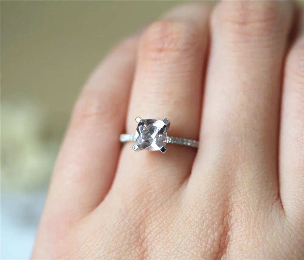DUPUY 6MM Cushion Cut Peach Morganite Ring Natural Conflict Free Diamons Pave Setting Classic 14K White Gold Anniersary Ring
DUPUY 6MM Cushion Cut Peach Morganite Ring Natural Conflict Free Diamons Pave Setting Classic 14K White Gold Anniersary Ring