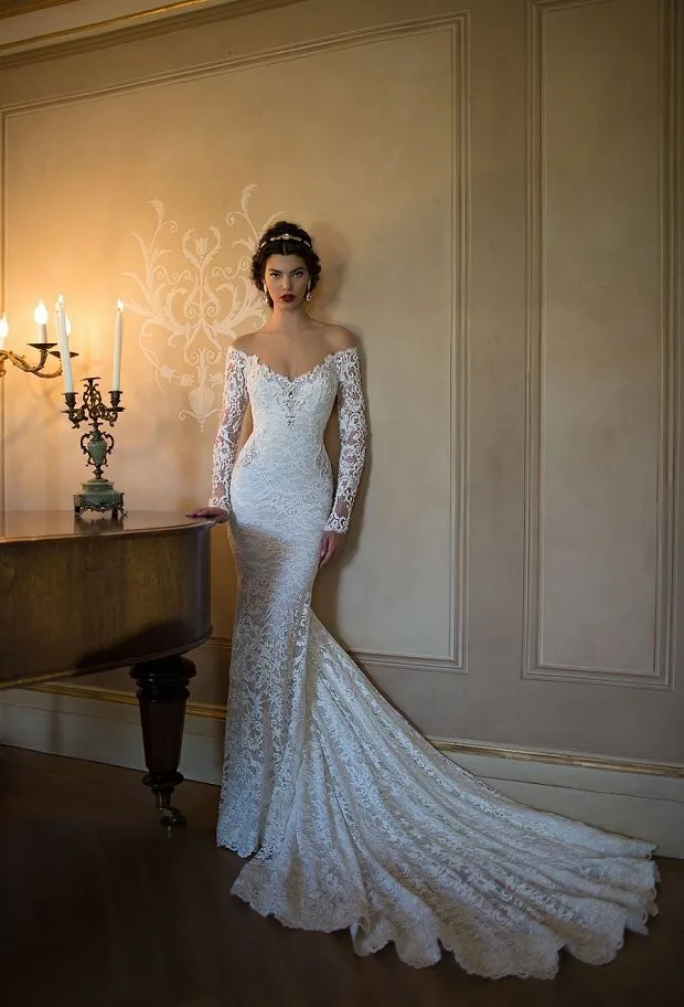 2017 Charming Off-shoulder V Neck Long Sleeves Bridal Gown Sexy Backless Lace Mermaid Wedding Dress Vestido de noiva XY759
2017 Charming Off-shoulder V Neck Long Sleeves Bridal Gown Sexy Backless Lace Mermaid Wedding Dress Vestido de noiva XY759