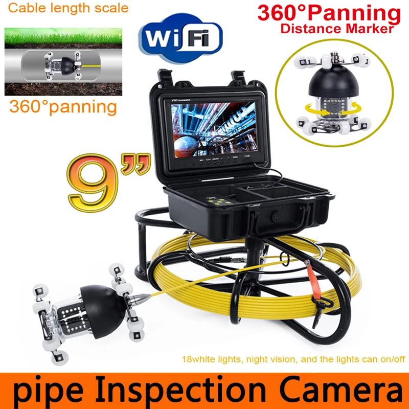 9" 360 Rotation WiFi Pipe Inspection Video Camera 360 rotation Drain Sewer Pipeline Industrial Endoscope support Android/IOS
9" 360 Rotation WiFi Pipe Inspection Video Camera 360 rotation Drain Sewer Pipeline Industrial Endoscope support Android/IOS
