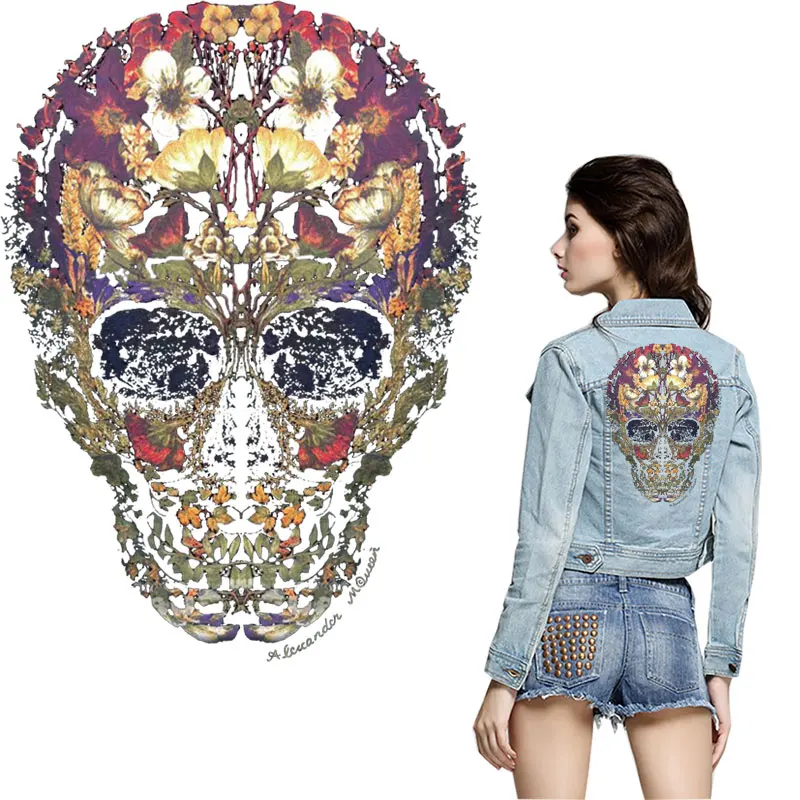 flower skull iron on patches for clothing ghost clothes sticker heat transfer for T-shirt jeans backpacks diy patch parches ropa
flower skull iron on patches for clothing ghost clothes sticker heat transfer for T-shirt jeans backpacks diy patch parches ropa