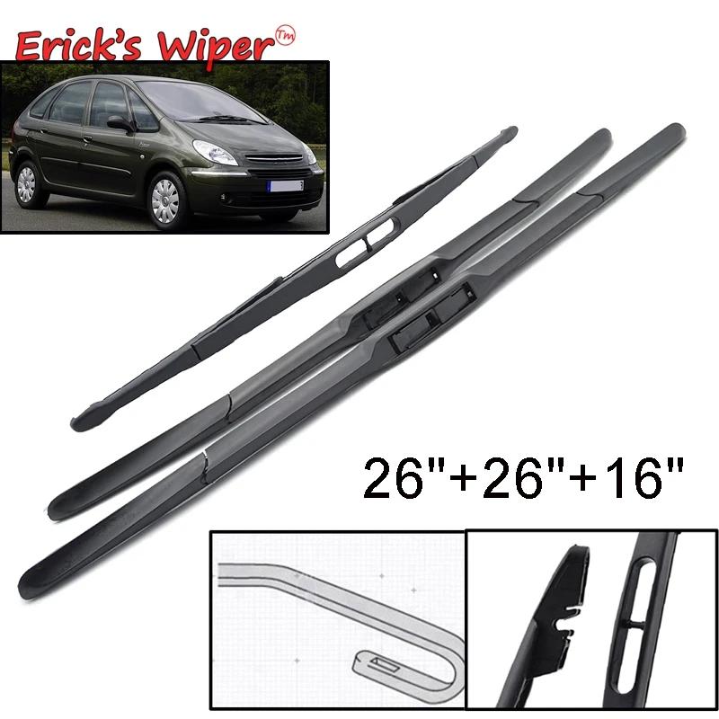 Набор щёток стеклоочистителя Erick's для Citroen Xsara Picasso 1998-2005, 26 + 26 + 16 дюймов
Набор щёток стеклоочистителя Erick's для Citroen Xsara Picasso 1998-2005, 26 + 26 + 16 дюймов