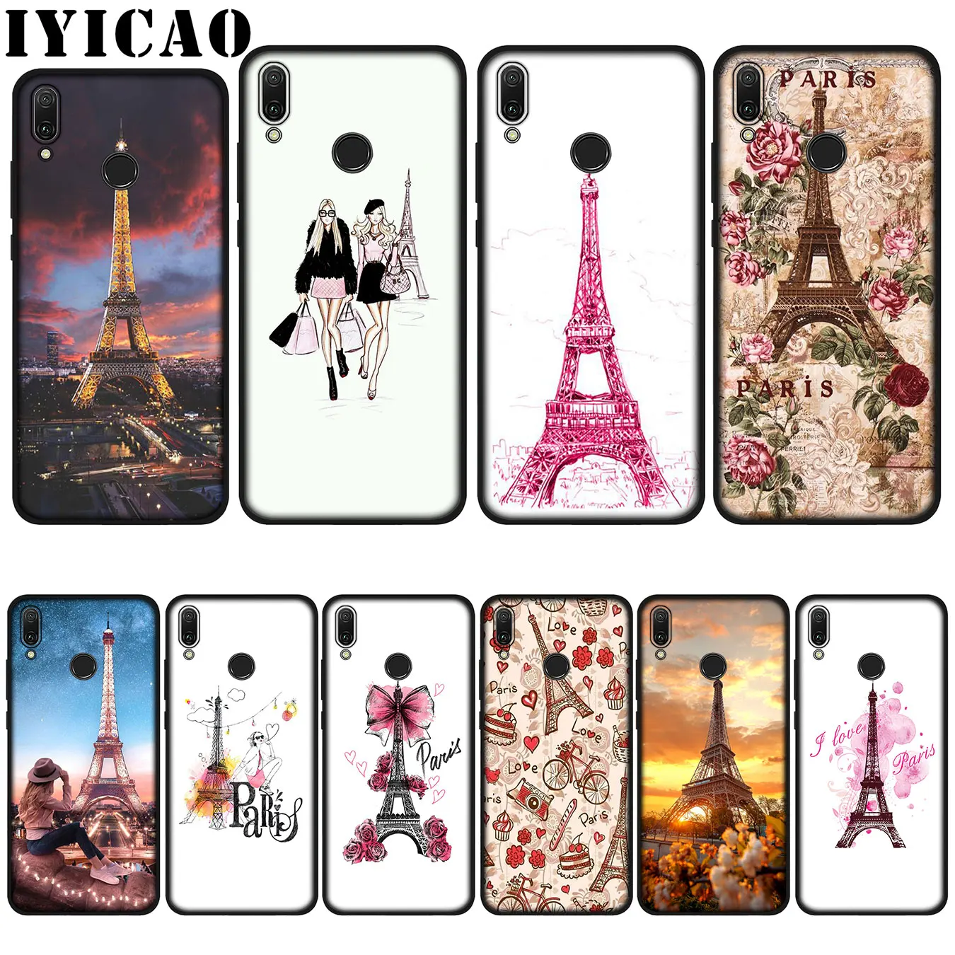 Мягкий чехол IYICAO с французским Парижем и Эйфелевой башней для Huawei P20 Pro P10 P8 P9 P30 Lite