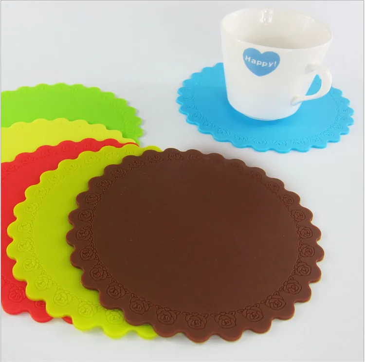 600 PCS Round Silicone Coaster Rose Circle Heat Resistant Cup Mat Pad Waterproof Tea | Дом и сад