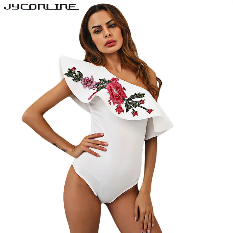 JYConline 2019 Summer Sexy Bodysuits Women Embroidery Flower Sleeveless Ruffles One Shoulder Jumpsuit Overalls Bodycon Body Top
JYConline 2019 Summer Sexy Bodysuits Women Embroidery Flower Sleeveless Ruffles One Shoulder Jumpsuit Overalls Bodycon Body Top