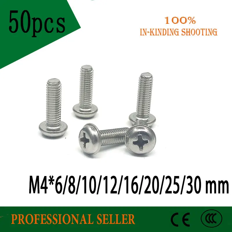 50pcs M4*6/8/10/12/16/20/25/30mm 304 stainless steel round head screws Pan head with pad screw With dental screw
50pcs M4*6/8/10/12/16/20/25/30mm 304 stainless steel round head screws Pan head with pad screw With dental screw