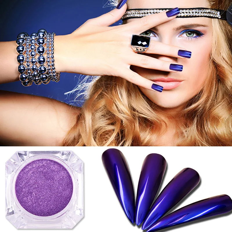 Фото Dmoley Фиолетовый Русалка Жемчужные ногти Порошковые блестки - купить