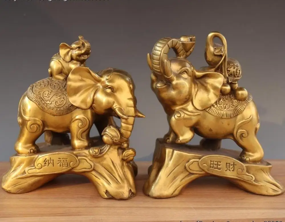 Chinese Palace Brass Copper Auspicious Wealth Gourd Elephant Animal Statue Pair
Chinese Palace Brass Copper Auspicious Wealth Gourd Elephant Animal Statue Pair
