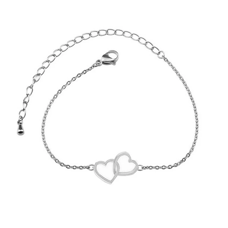 Hollow Two Hearts Charms Bracelets Stainless Steel Dianty Gold Silver Color Love Heart Bracelet for Women Pulseras Wholesale
Hollow Two Hearts Charms Bracelets Stainless Steel Dianty Gold Silver Color Love Heart Bracelet for Women Pulseras Wholesale