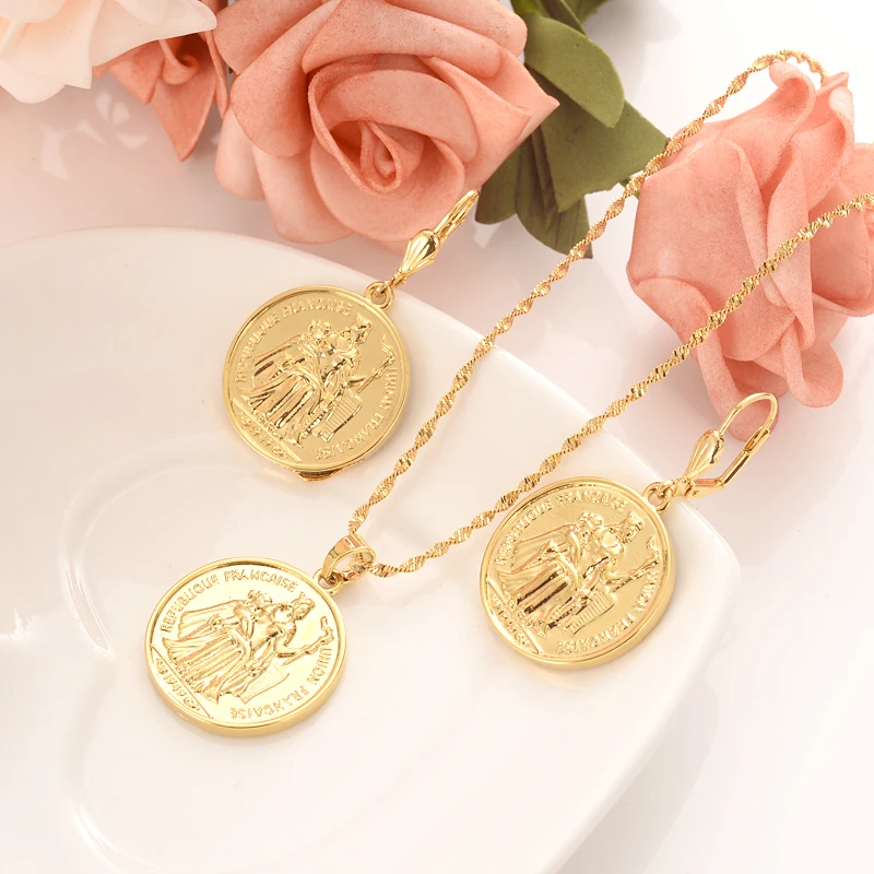 Bangrui union francaise coin Gold Color & Brass,Arab/Africa earring pendant jewelry set women girl souvenir gift dropship
Bangrui union francaise coin Gold Color & Brass,Arab/Africa earring pendant jewelry set women girl souvenir gift dropship