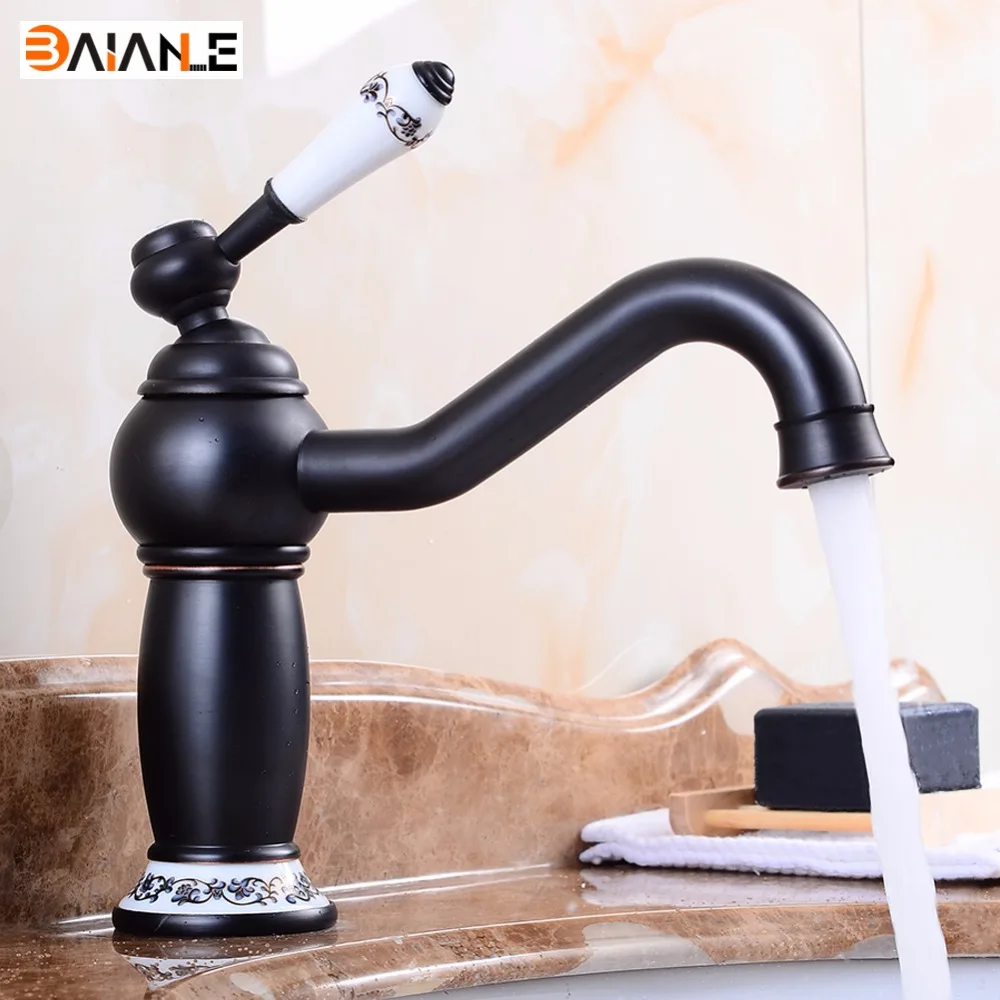 Basin Faucet Antique Brass Retro Basin Sink Faucets Black Bathroom faucets Brass finish taps Single Holder single hole
Basin Faucet Antique Brass Retro Basin Sink Faucets Black Bathroom faucets Brass finish taps Single Holder single hole