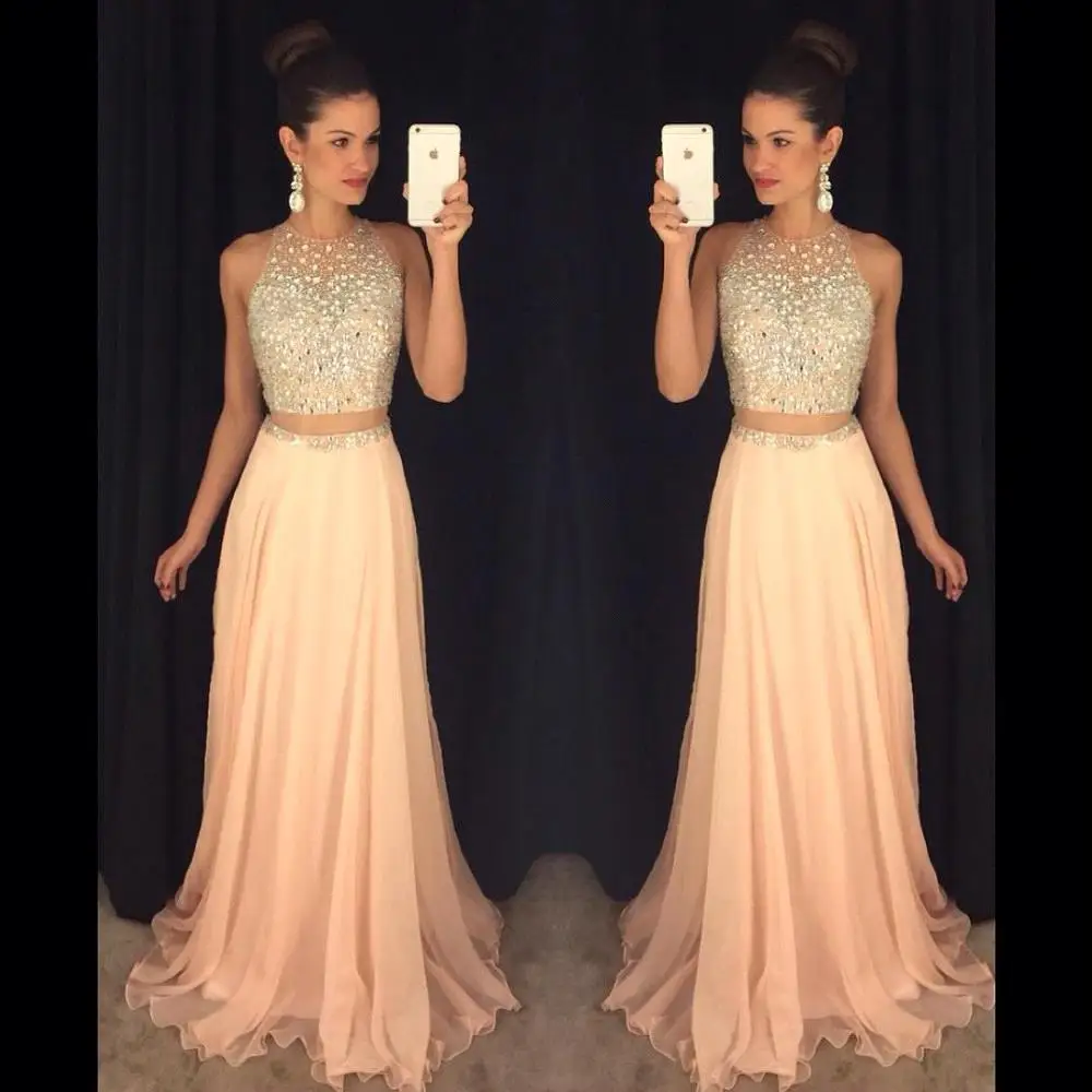 Pink Prom Dresses A-line Chiffon Beaded Crystals Two Pieces Elegant Long Prom Gown Evening Dresses Robe De Soiree
Pink Prom Dresses A-line Chiffon Beaded Crystals Two Pieces Elegant Long Prom Gown Evening Dresses Robe De Soiree