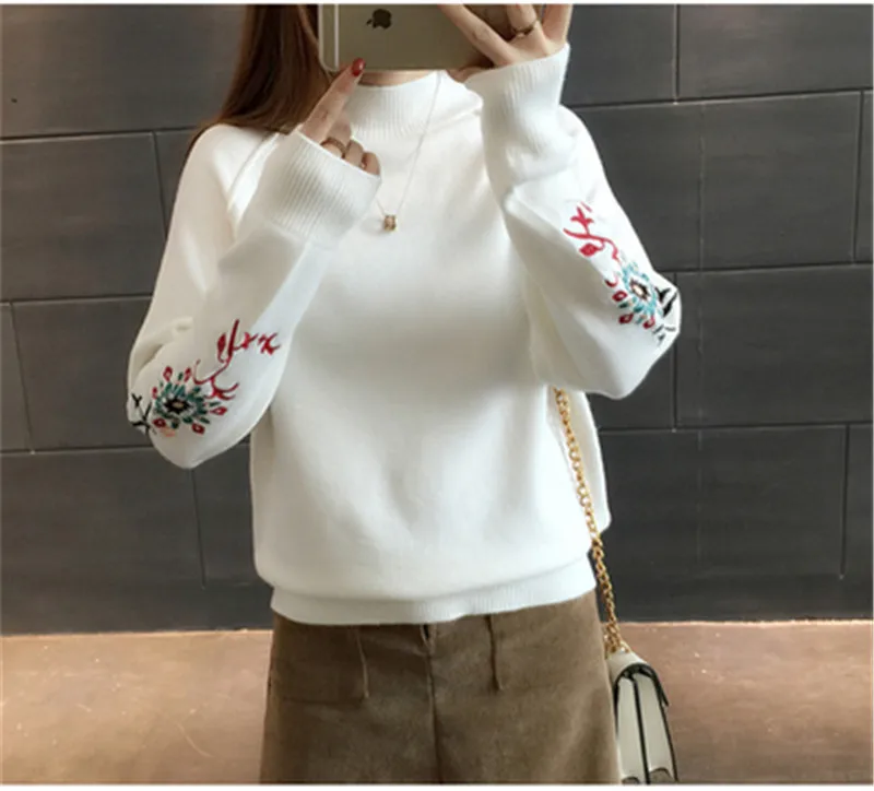 New Fashion 2018 Women Autumn Winter Embroidery Cat Brand Sweater Pullovers Warm Knitted Sweaters Pullover Lady PZ384 | Женская одежда