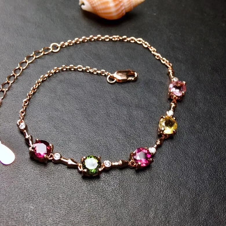Natural Multicolor tourmaline Bracelet Natural gemstone Bracelet 925 silver Fashion lucky round Arrow Female party gift jewelry
Natural Multicolor tourmaline Bracelet Natural gemstone Bracelet 925 silver Fashion lucky round Arrow Female party gift jewelry