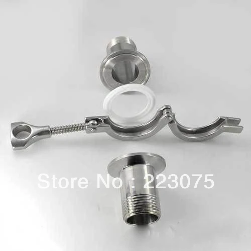 1/2" SS304 TRI-CLAMP ASSEMBLY (2xSanitary NPT male Pipe Fitting + 1xclamp + 1xgasket) Tube fitting
1/2" SS304 TRI-CLAMP ASSEMBLY (2xSanitary NPT male Pipe Fitting + 1xclamp + 1xgasket) Tube fitting