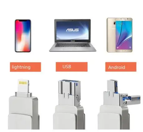 OTG Jump Drive flash USB 3.0 para 32G iPhone 3 en 1,64G 128G 256G Memoria externa Micro USB para iPad, iOS, Android, PC
OTG Jump Drive flash USB 3.0 para 32G iPhone 3 en 1,64G 128G 256G Memoria externa Micro USB para iPad, iOS, Android, PC