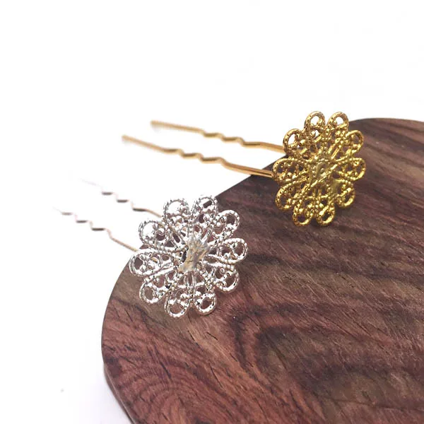 Заколка для волос Kanzashi филигранная Цветочная основа Свадебная заколка невесты