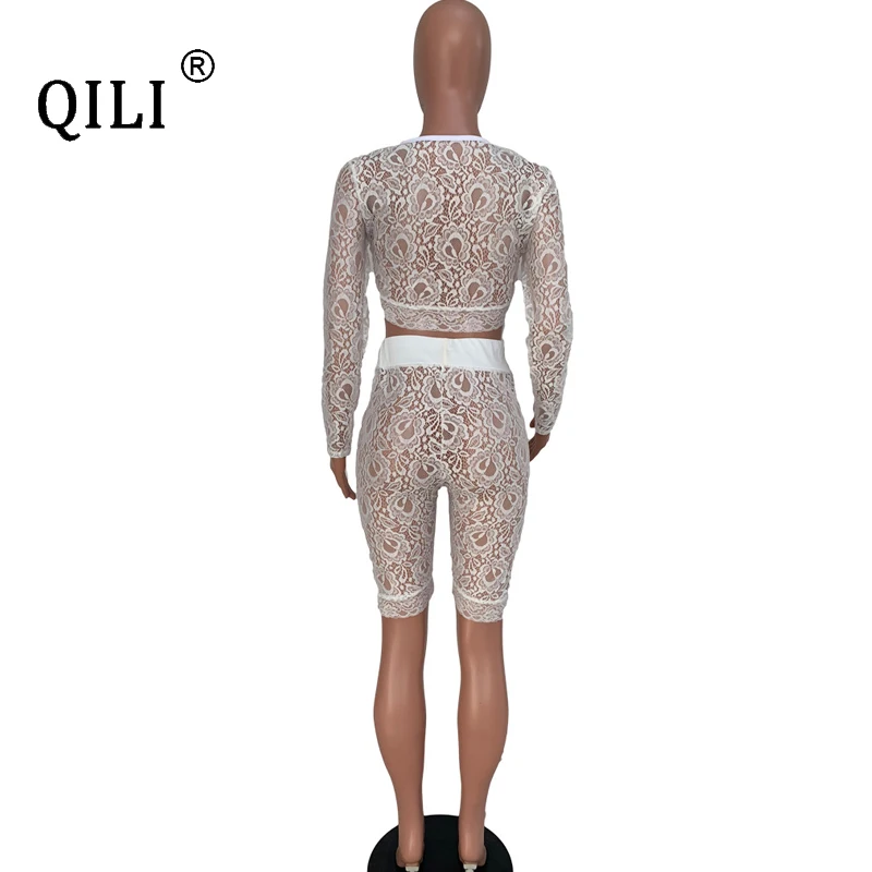 QILI Sxey Lace Sets Full Sleeve Outfits Crop Top+Shorts Two Piece Biker Summer Colothes For Women Party Club Outfits Plus Size
QILI Sxey Lace Sets Full Sleeve Outfits Crop Top+Shorts Two Piece Biker Summer Colothes For Women Party Club Outfits Plus Size
