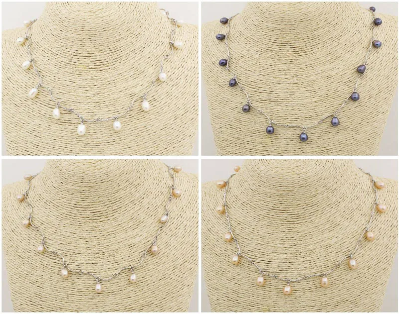White Pink Lilac Black Drop Pearl 6mmX8mm Stone Handmade Pendant Necklace Jewelry 18-20"Long Choose color
White Pink Lilac Black Drop Pearl 6mmX8mm Stone Handmade Pendant Necklace Jewelry 18-20"Long Choose color