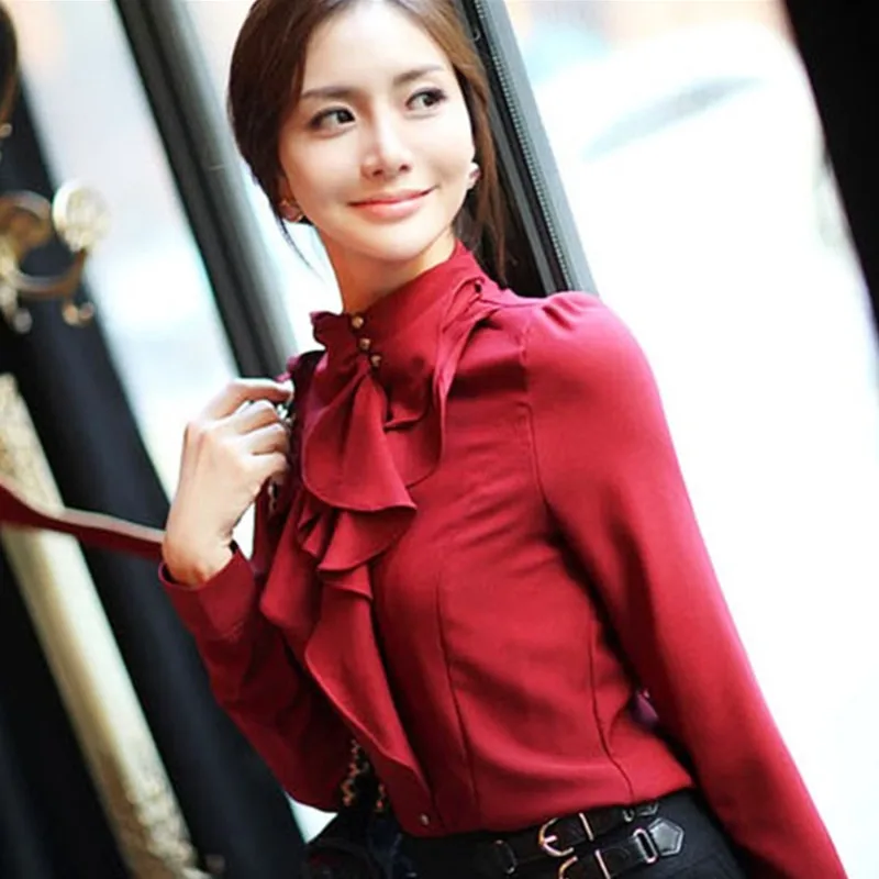UHYTGF Fashion woman blouses Bow chiffon summer tops shirt female Long sleeve stand collar Slim elegant ladies blouse women 1516
UHYTGF Fashion woman blouses Bow chiffon summer tops shirt female Long sleeve stand collar Slim elegant ladies blouse women 1516