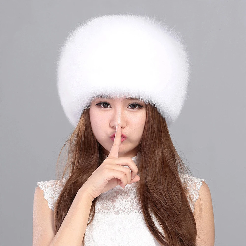 2021 New Lovely Real Fox Fur Hats Bombers Women Winter Warm Luxury Trapper Hat Caps Russian 100% Genuine Bomber | Аксессуары для