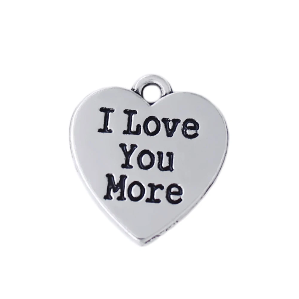 Popular Men and Women Jewelry Heart-shaped Charm Engraving I LOVE YOU MORE Metal Pendant Lovers Gift Accessories | Украшения и