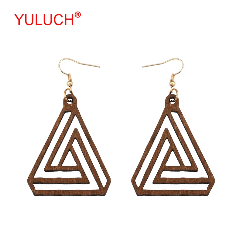 YULUCH Popular ethnic retro woman jewelry accessories handmade wooden triangle hollow loop pendant party earrings gift
YULUCH Popular ethnic retro woman jewelry accessories handmade wooden triangle hollow loop pendant party earrings gift