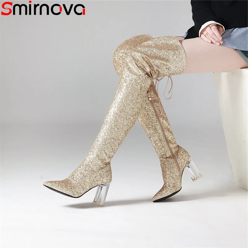 Фото Smirnova/Большие размеры 33 43 модные осенне зимние сапоги обувь на высоком каблуке с