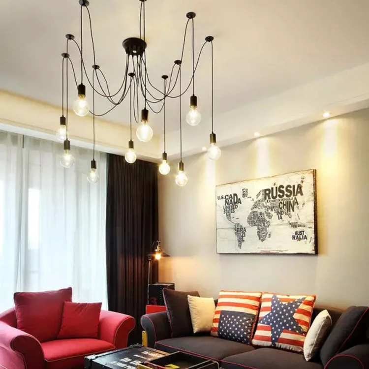 Mordern Nordic Retro Edison Bulb Light Chandelier Vintage Loft Antique Adjustable DIY E27 Art Spider Ceiling Lamp Fixture Light
Mordern Nordic Retro Edison Bulb Light Chandelier Vintage Loft Antique Adjustable DIY E27 Art Spider Ceiling Lamp Fixture Light