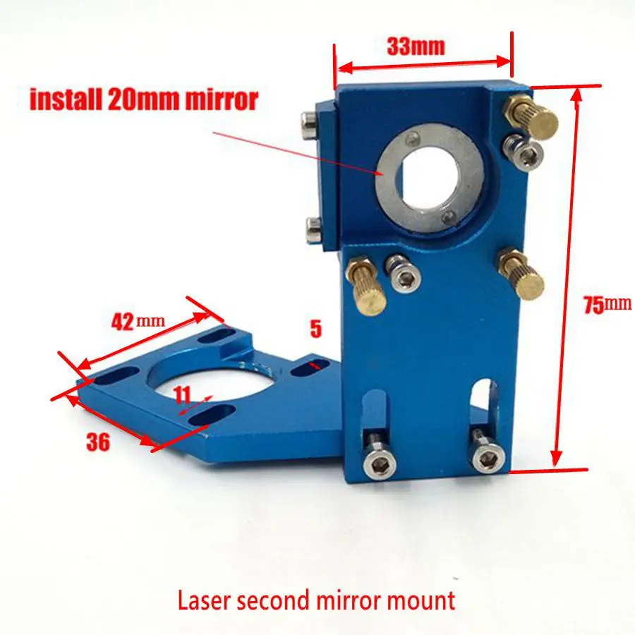 Hot sell Co2 Laser Second Mirror Mount Reflection Mirror Dia 20mm Mount for Laser Engraving Cutting Machine
Hot sell Co2 Laser Second Mirror Mount Reflection Mirror Dia 20mm Mount for Laser Engraving Cutting Machine