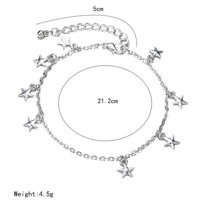 Hot New Star Pendant Anklet Foot Chain 2018 Summer Beach Leg Bracelet Charm Anklets Jewelry Gift free shipping ns61 | Украшения и