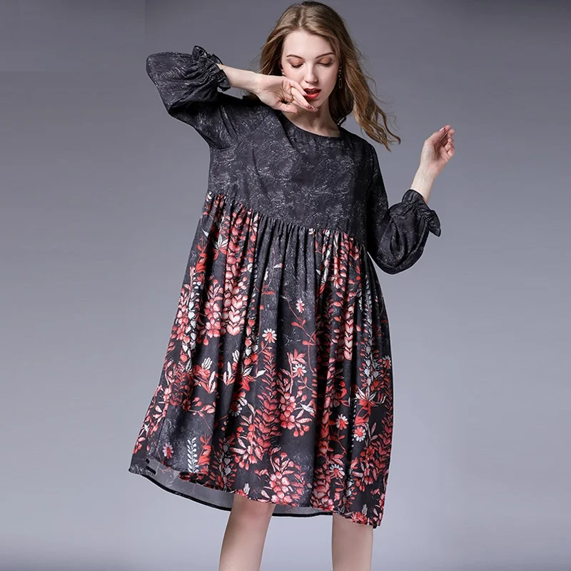 Autumn Flower Print Long Sleeve Casual Loose Dress Plus Size Women 2020 Spring Autumn Floral Dresses Femme Large Size Dress 5XL
Autumn Flower Print Long Sleeve Casual Loose Dress Plus Size Women 2020 Spring Autumn Floral Dresses Femme Large Size Dress 5XL