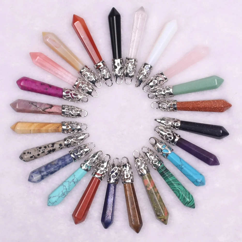 Wholesale 24 pcs Womens Necklace Pendant Natural Stone Crystal Moonstone Hexagonal Column Bullet Necklaces Jewelry DIY Making
Wholesale 24 pcs Womens Necklace Pendant Natural Stone Crystal Moonstone Hexagonal Column Bullet Necklaces Jewelry DIY Making