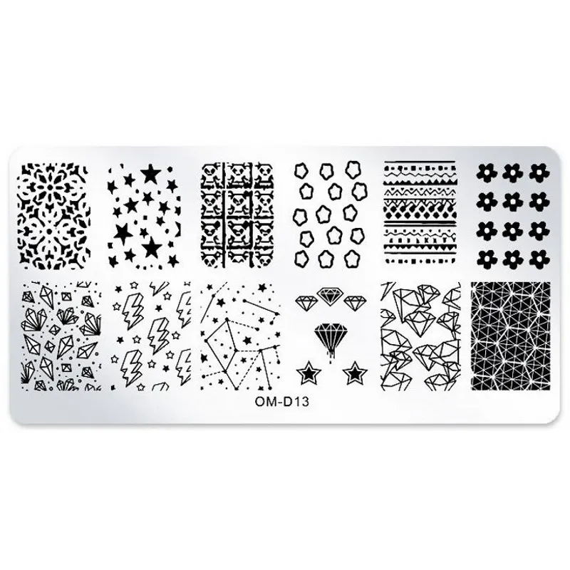 1 x 6*12cm Rectangle Nail Stamping Plates Star Diamond Flower Pattern Nail Art Stamp Template DIY Image Plates Stencils #OM-D13#
1 x 6*12cm Rectangle Nail Stamping Plates Star Diamond Flower Pattern Nail Art Stamp Template DIY Image Plates Stencils #OM-D13#