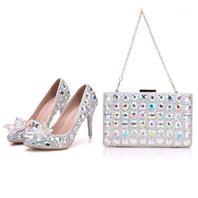 High Heels Pointed toe Women Wedding shoes with matching bags Bride Party Dress shoes and purse set Crystal Flower Thin heel
High Heels Pointed toe Women Wedding shoes with matching bags Bride Party Dress shoes and purse set Crystal Flower Thin heel