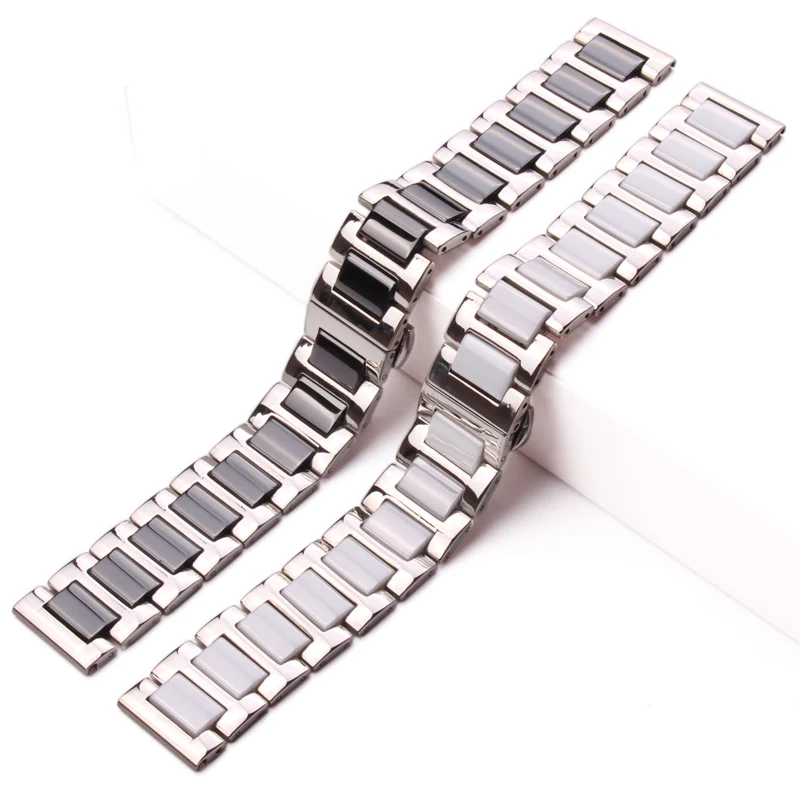 Middle Ceramic Links Stainless Steel Bracelet 16mm 18mm 20mm Men Women White Black Watchband Strap Metal Double Push Clasp
Middle Ceramic Links Stainless Steel Bracelet 16mm 18mm 20mm Men Women White Black Watchband Strap Metal Double Push Clasp