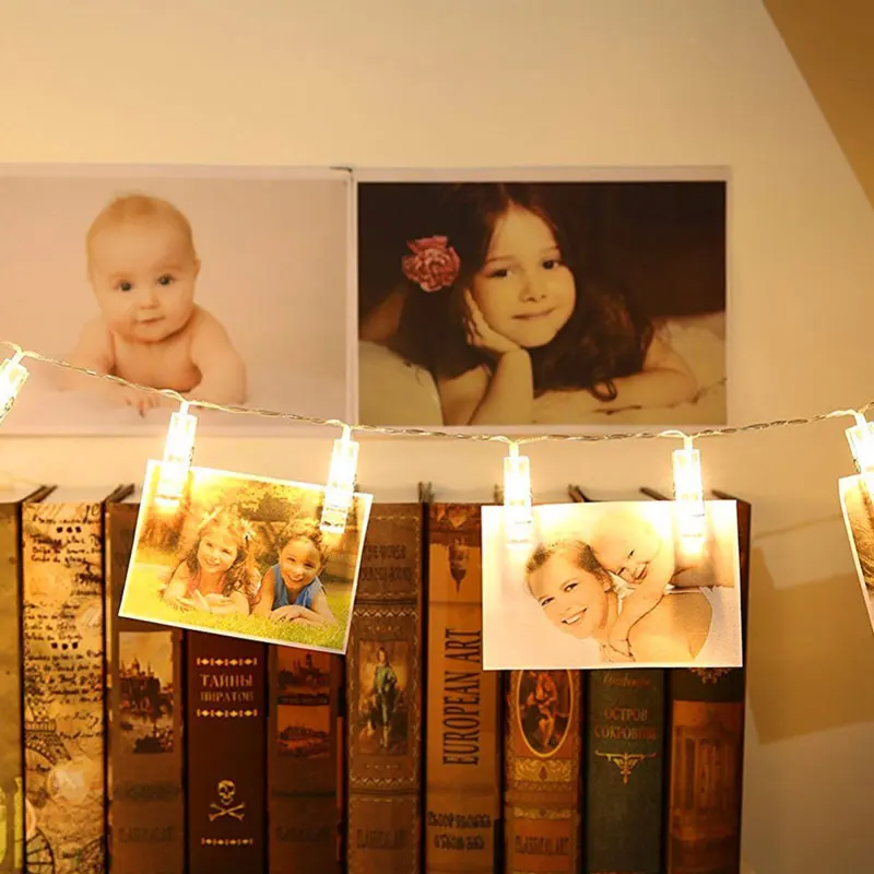 Светодиодная гирлянда с зажимом для фото карточками сказосветильник освещение