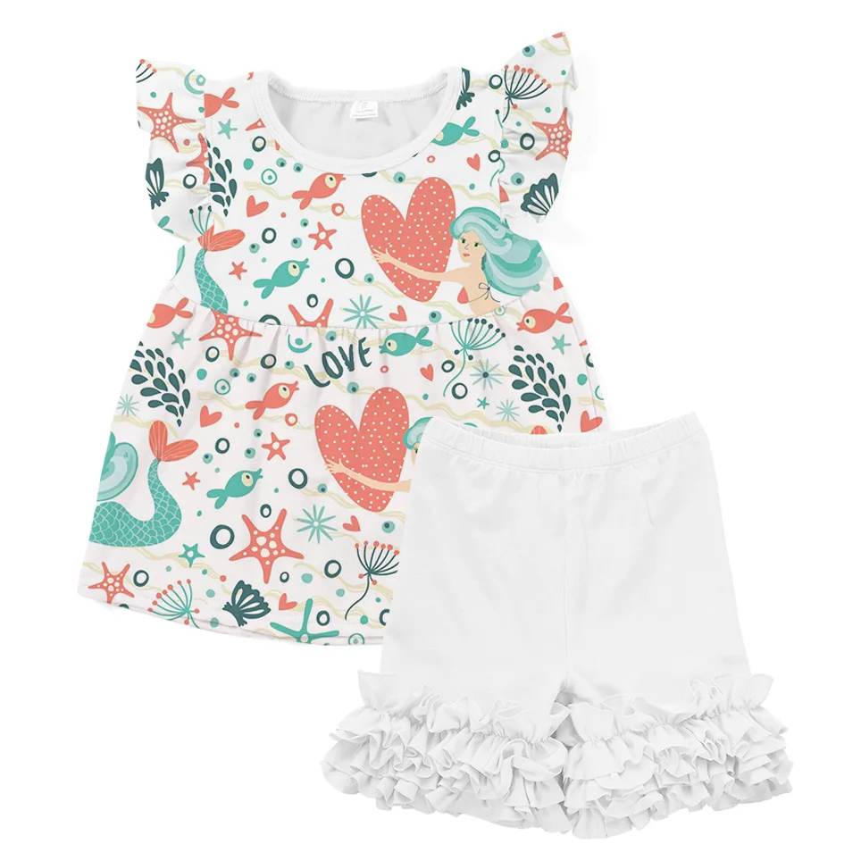 Little Mermaid Girl Clothes Outfits Icking Shirts Shorts Set Ruffle Suit Wholesale 1-8T Summer Baby Clothes
Little Mermaid Girl Clothes Outfits Icking Shirts Shorts Set Ruffle Suit Wholesale 1-8T Summer Baby Clothes