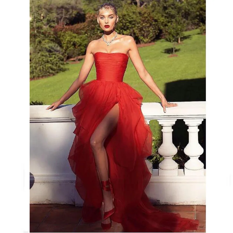Red Layered Tulle Evening Party Dresses 2019 A-line Sexy Slit Elegant Strapless Dubai Saudi Arabic Long Formal Evening Gown
Red Layered Tulle Evening Party Dresses 2019 A-line Sexy Slit Elegant Strapless Dubai Saudi Arabic Long Formal Evening Gown