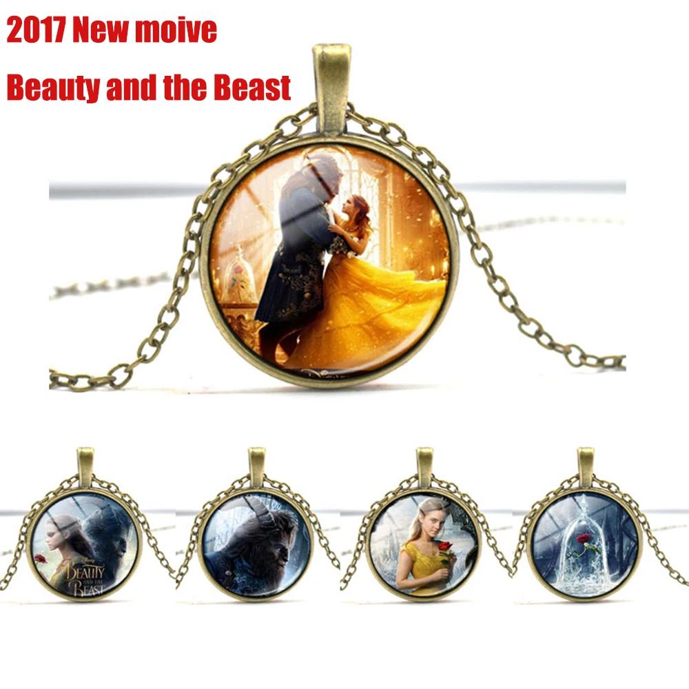 2018 фильм красота и чудовище металлическая подвеска ожерелье цепь стекло Chaveiro
