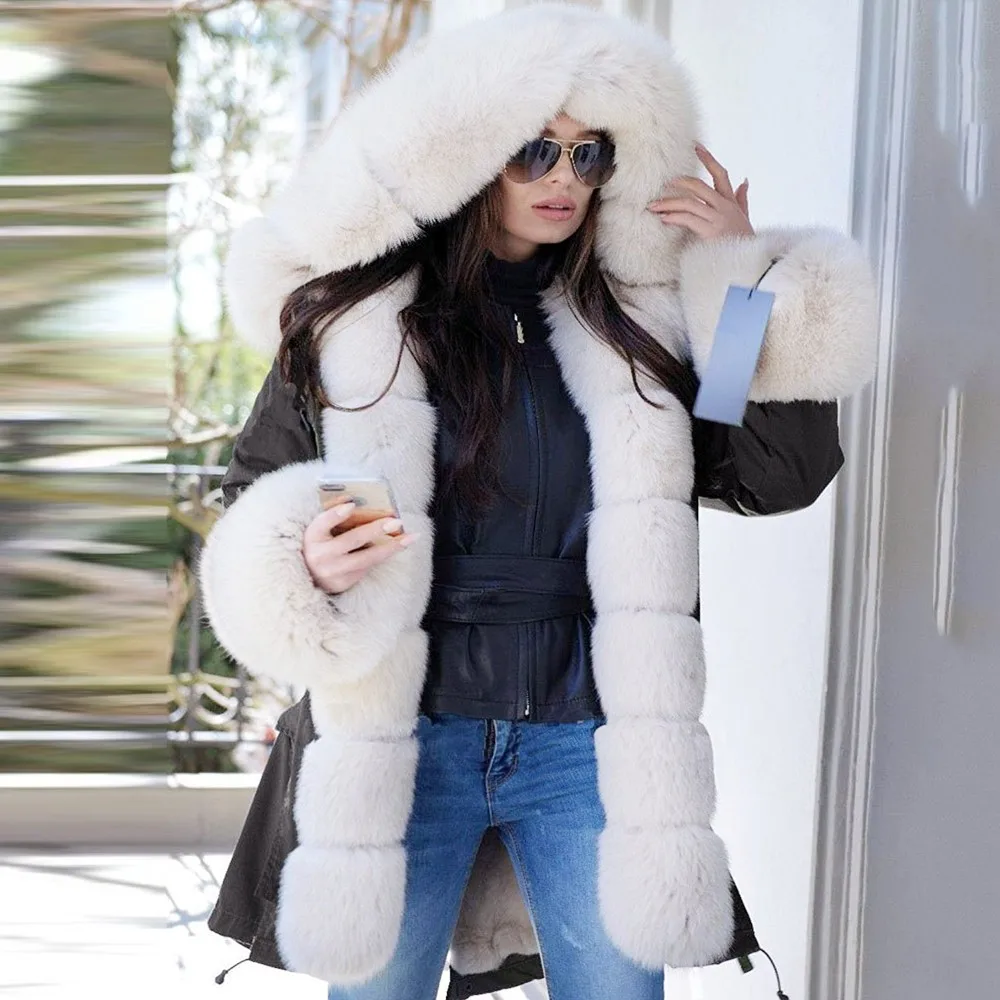 Женское длинное шерстяное пальто jaket с искусственным мехом большие размеры зима