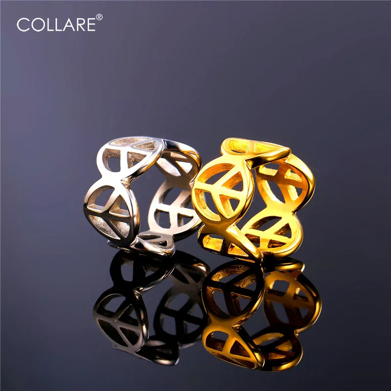 Collare Peace Ring Stainless Steel Gold Color Ring Women Bague Jewelry With Gift Box Vintage Men Ring R208
Collare Peace Ring Stainless Steel Gold Color Ring Women Bague Jewelry With Gift Box Vintage Men Ring R208