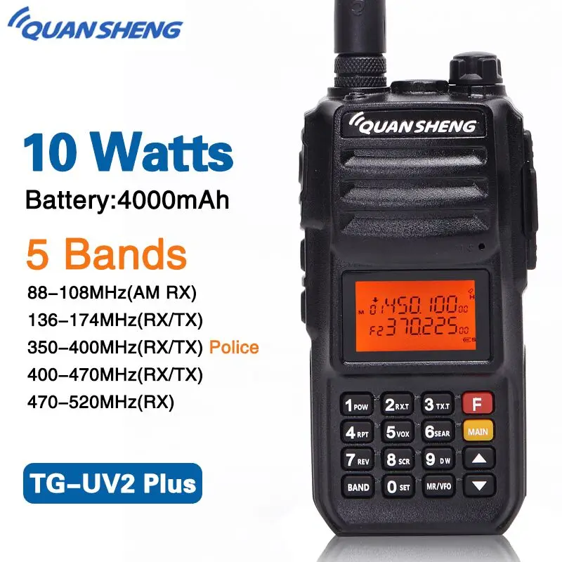 Портативная рация Quansheng TG UV2 PLUS мощная 10 Вт 5 диапазонов 136 174 МГц/Полицейская 400 470